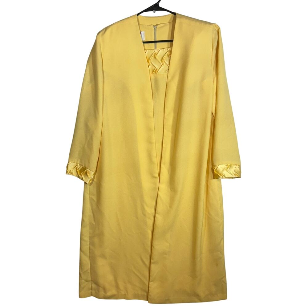 Vintage Caron 2 piece Dress and Open Front Jacket Yellow Women's Size 10